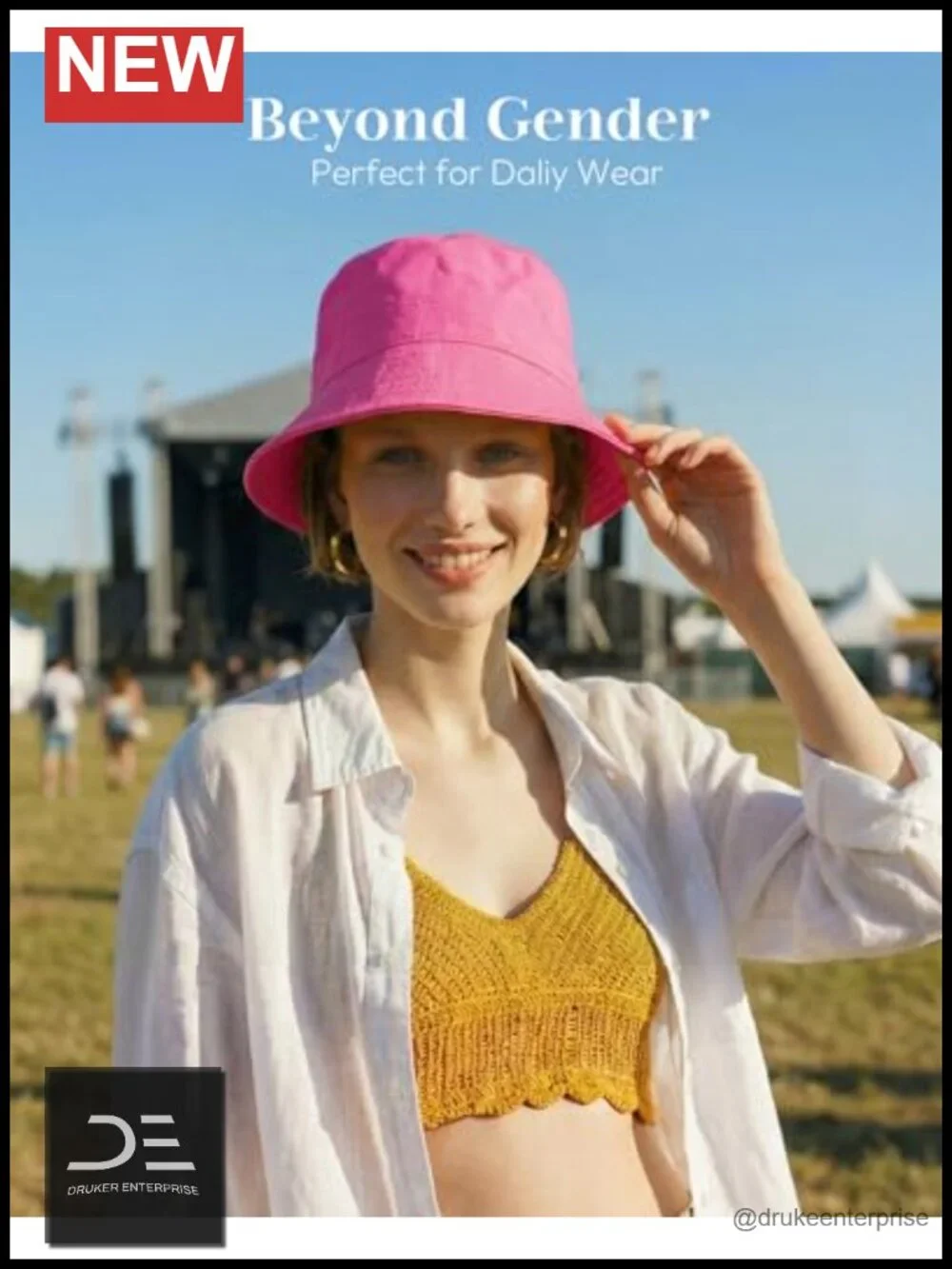 Unisex Cotton Bucket Sun Hat Packable Adjustable Drawstring